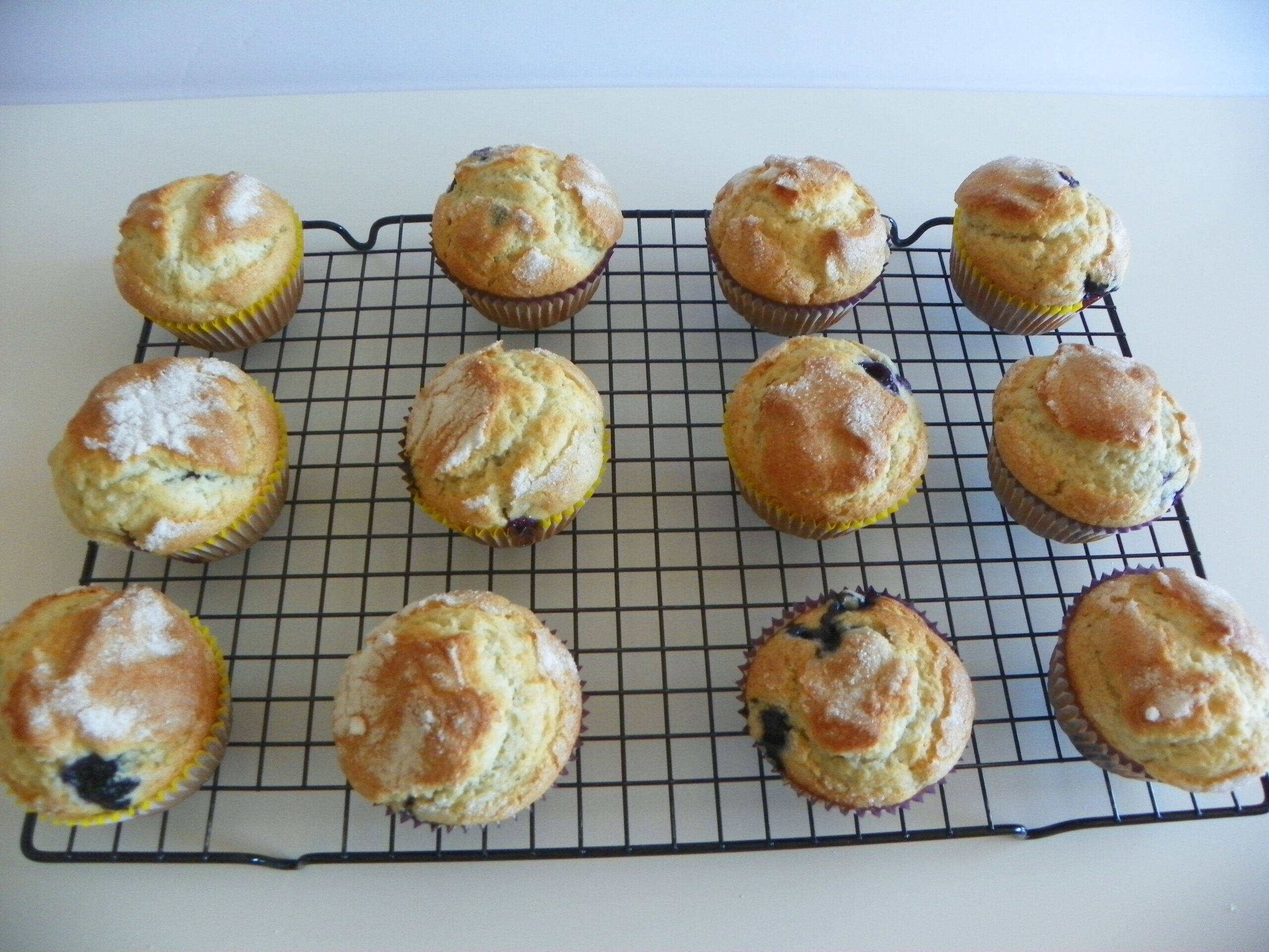 Homemade-Blueberry-Muffins-cooling-on-rack