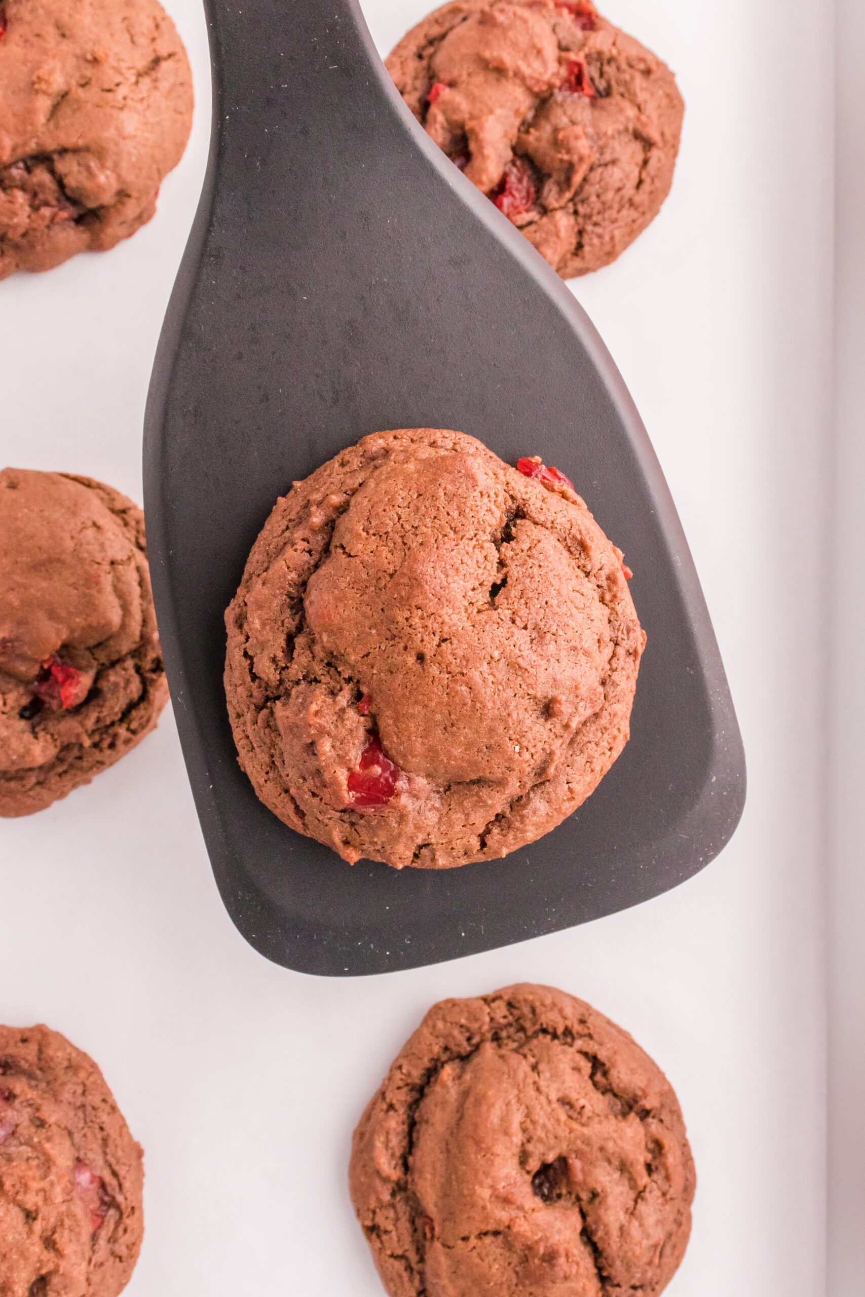  Chocolate-Cake-Cherry-Cookies-on-a-spatula-baked