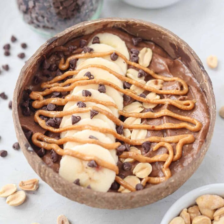 Image for Thick and Creamy Snickers Smoothie Bowl (Vegan, GF)
